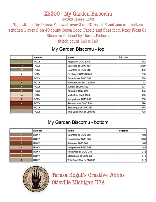 Teresa Kogut - My Garden Biscornu (PRE-ORDER)
