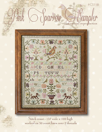 With Thy Needle & Thread - Pink Sparrow Sampler
