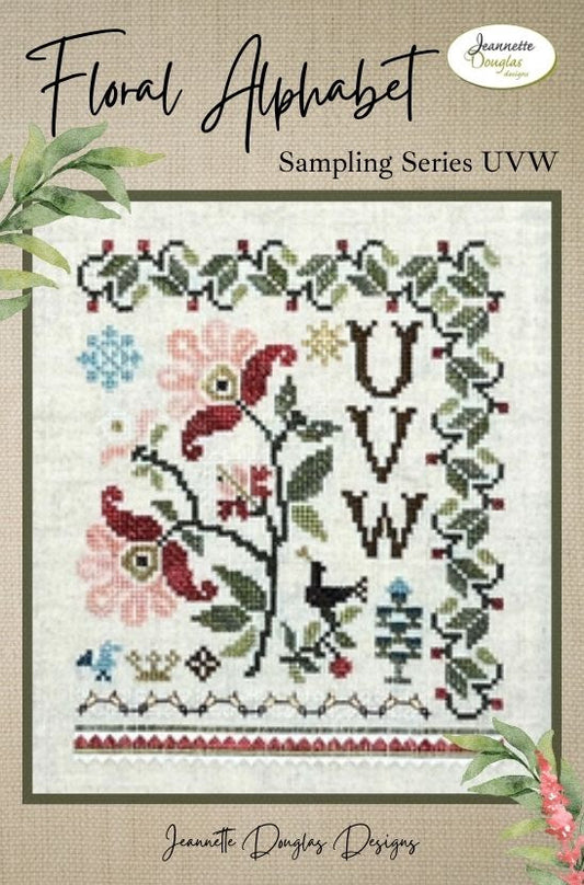 Jeannette Douglas Designs - Floral Alphabet Sampling Series: UVW (PRE-ORDER)