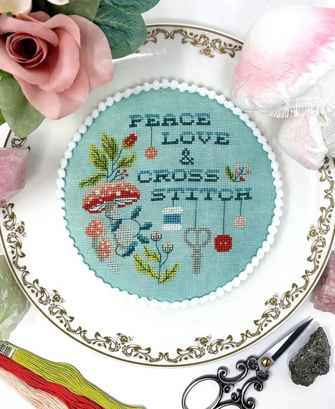 Tiny Modernist - Peace, Love & Cross Stitch [Plate-itudes]